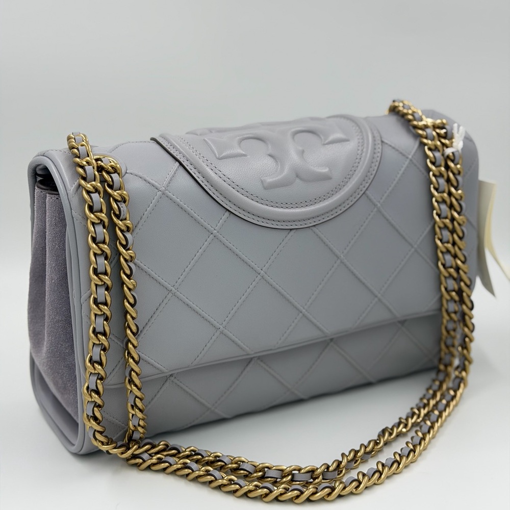 Tory Burch Fleming Soft Convertible Shoulder Bag – Bay Gray  — BNWT